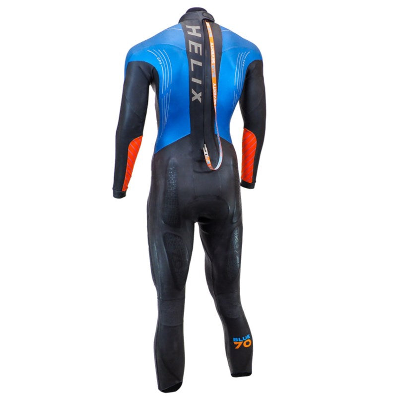 BLUE70 MENS HELIX WETSUIT 2021 - BLACK/ROYAL/ORANGE